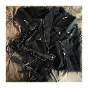 Free People Black Denim Jacket